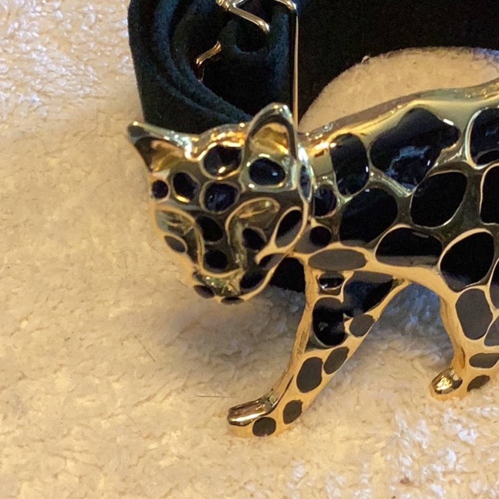 Judith Jack Black Belt with Gold Leopard Detail with lovey pouch